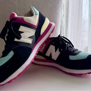 New Balance Women's Black, Pink, and Teal Sneakers